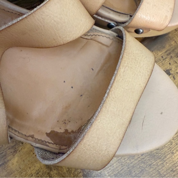 J.Crew Tan Strap Sandals Block Heel Ankle Strap Faux Leather Boho 70s Style Sz 9 - Picture 6 of 10